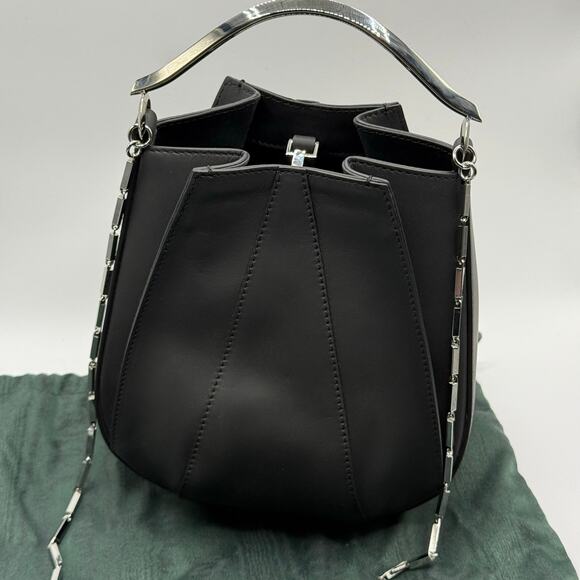 Eddie Borgo Mini Pepper Pochette Calf Leather Sterling Silver Designer Tulip Bag - Picture 5 of 13